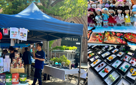 Vendors displaying their array of goods available for sale